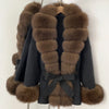Real Fur Wool Jacket Reality Fur Jacket Women Natural Fox Fur Cuffs Winter Clothing Female Elegant with Belt Woolen Coat