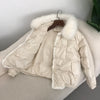 Real Fox Mink Fur Collar Coat Winter Women White Duck Down Jacket Ladies Short Warm Puffer Female Loose Vintage Parka Outerwear