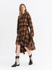 Winter Women's Retro Plaid Brushed Shirt Dress with Asymmetrical Hem - Versatile Layering Slip Dress for Casual