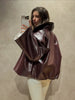 Beige Croc Leather Cropped Jacket Y2k Stand Collar Long Sleeve Wide Cuff Oversize Coat Autumn Street Daily Casual Outerwear