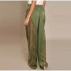 Loose Fit Lace Pants Women's Elastic High Waist Lounge Trousers Spring Lady Bohemian Casual Bottoms