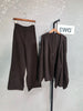 Women's Knit 2 Piece Set Lace-up Gathered Wast Cardigan Coats High Waist Wide Leg Pants Winter 26C1023