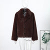 Retro Faux Fur Women Coat Urban Thicken Lapel Long Sleeve Single Breasted Female Outwear Autumn Winter Chic Lady Jacket