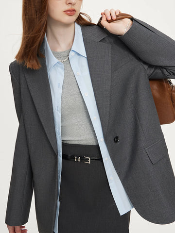 Office Lady Minimalist One Button Temperament Suit Jacket for Women in Autumn Women Casual Blazer 24FS13165