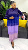 Tassel Patchwok Color Block Dress for Women Pleated Puff Sleeve Mid-calf Dresses Female Autumn