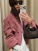 Spring Pink Casual Jacket Women's Loose Fit Streetwear Front Zipper Pockets Lounge Wear Daily Outerwear