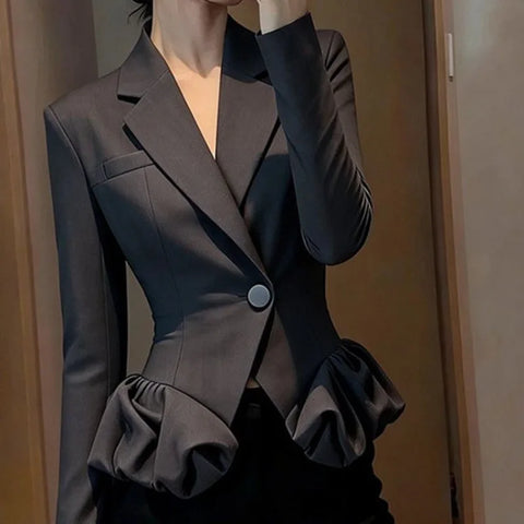 Women's Blazer Coat Spring Autumn Comfortable Ladies Suit Jacket Elegant Temperament Female Short Overcoat