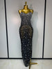 Rhinestones Sexy Mesh See Through Bodycon Dress Women Birthday Evening Cocktail party Gown Red Carpet Club Stage Outfit
