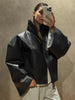 Lapel Long Sleeve Faux Leather Jacket Women Street Turn-down Collar Single Breasted Loose Coats Chic Lady Jackets Outerwears