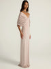 Women Off-shoulder Ruched Sexy Maxi Dress Elegant Deep V Neck Draped Sleeve Bodycon Club Party Long Dresses Female