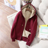 Sports Leisure Set Women's Zipper Solid Coat Women's Autumn/Winter Korean Edition Student Plush Thickened Hoodie Set