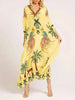 Spring V-neck A-line Dress Animal Pattern Printed Loose Dress Retro Women's Dress
