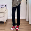 Women's Winter Fleece Jeans Thicken Warm Soft Loose Straight Korean Denim Pants Female Plush Velvet Wide Leg Pants