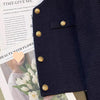 Navy Blue Short Jacket for Women Striped Patchwork Long Sleeve Coat Woman Spring Autumn French Gold Button Tweed Jacket