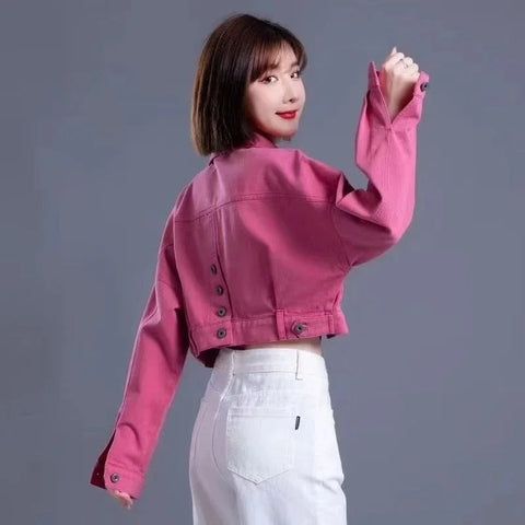 Short Denim Jacket For Women Design Spring Autumn Lady Jeans Jacket Korean Loose Solid Top Wild Outwear