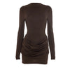 Long Sleeve Ruched Sexy Mini Dress Women Autumn Winter Elegant High Waist Bodycon Club Party Dresses Female