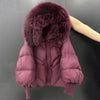 Winter Women's Casual Thickened Warm Knitted Sleeve Goose down Jacket Real Mink Collar Hooded