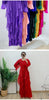 Ruffles Pleated Dress Women Round Neck Flare Sleeves Solid Maxi Belt Dresses Party Spring 2AA1502