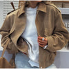 Vintage Tie-dye Suede Women Jacket Long Sleeve Lapel Zipper Slim Female Short Jackets Spring Pocket Lady Outwear