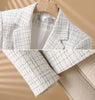 White Checkered Suit Jacket For Women Spring Autumn Small Fragrant Elegant Suit Coat Female Blazer