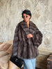 Women Elegant Fake Fur Coat Bell Sleeve Lapel Suede Surface Girdle Coats Unique Temperament Winter High Street