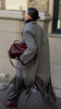 Grey Tassel Woolen Overcoat Women Casual Lapel Long Sleeves Double-breasted Pocket Loose Long Coat Lady Commute Outwear