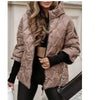 Autumn Winter Hooded Loose Long Sleeve Patchwork Cotton Jacket for Women