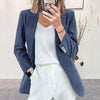 Autumn Winter Women's Clothing Corduroy Cardigan Temperament Slim Solid Casual European American Blazers Small Suit Jacket