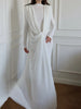 Elegant Shawl Patchwork Dress Women Swing Bandage Ruched Sexy Evening Prom Party Stretch Slim Maxi Bodycon
