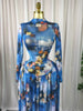 Women leaf Print patchwork smock Midi A-line Long Maxi Dress Elegant Evening Birthday Party Dresses Vestidos