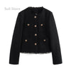 Chic Female Tweed Basic Jacket Coat Women Clothing Woolen Outerwear Long Sleeve Front Button Female Outerwear Chic Tops