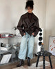 Casual Black Leather Lace Up Short Jacket Women Long Sleeve Zipper Lapel Loose Button Coat Lady Daily High Street Outerwear