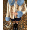 Women Chic Cropped Leopard Faux Fur Coat Contrast Black Fur Collar Cuff Button Short Furry Coats Lady Winter Chic Streetwear