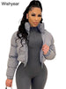 Winter Thick Warm Cotton Down Jacket Women Clothing Gray Zipper Short Puffer Parkas Coats Outwear Female Crop Tops Streetwear