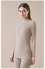 Women's Cashmere Silk Thermal Underwear Thermal Tops Warm Pants Thickened Solid Color Half Turtleneck Long Sleeve Winter Clothes