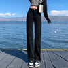 Autumn Spring Jeans Women Denim Pants Vintage Straight Trousers Female White Black Solid Loose Casual Wide Leg Pants