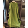 Embossed Pleated Women's Dress Spring Loose Simple Solid Color Long Sleeve Famale Clothing 2DB6616