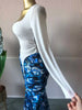 Women Tie Dye Print Patchwork Stacked Ruched Long Sleeve Midi A-line Maxi Long Dress Party Education Dresses
