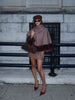 Elegant Plaid Cape Skirt 2 Piece Set Women Chic High Waist Single Breasted Faux Fur Hem Shawl Coat Suit Fall Winter Party Outfit