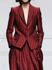 Missuoo Women's Striped Blazer Jacket Notched Collar Long Sleeve Buttoned Blazer Coat Commuter Outerwear for Female