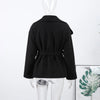 Faux Fur Belt Jackets Women Loose High Neck One Butoon Long Sleeves Coats Female Autumn Winter Thick Warm Outwears