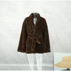 Elegant Lace Up Women Faux Fur Coat V-neck Long Sleeve Loose Plush Jacket Winter Lady Warm Daily Commute Outwear