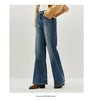 Women Jeans Belted Fleece Lined Flared Loose Fit Distressed Wash Vintage HighWaist Streetwear Denim Pants