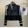 S-2XL Women Tweed Jacquard Black Suit Jacket Coat Top And Mini A Line Skirt Two Piece Set Elegant Outfit Winter Party Cloth