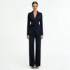 Women's Waist-Cinched Blazer 2-Piece Set (Brown/White/Black/Navy/Burgundy) Elegant Formal Office Wide-Leg Pants Outfit
