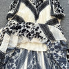 American European Style Women's Casual Elegant Pleated Dress Long Sleeve Printed Ankle Length Dress