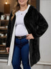 Women Fuzzy Fleece Lined Hooded Long Open Cardigan Warm Sherpa Trim Mid Length Coat With Side Pockets Loose Winter Outerwear