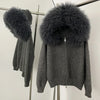Coat Women Cardigan Natural Fox Fur Coat Women Real Mongolian Fur Knitwear Female Spring Autumn Hooded Knitted Fur Jacket