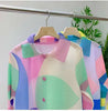 Maxi Pleated Dress For Women Lapel Single Breasted Long Sleeves Color Block Tassel Hem Loose Chic Clothing Autumn 2R5928