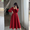 Long Puff Sleeve Solid Elegant Dress Women Clothing Wedding Guest Year Women High Waist Slim Evening Party Dresses